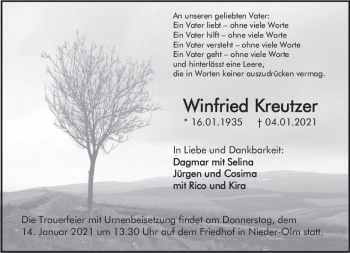 Traueranzeige von Winfried Kreutzer von vrm-trauer