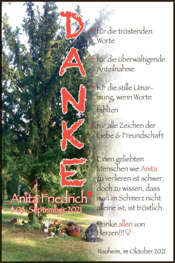 Traueranzeige von Anita Friedrich von vrm-trauer