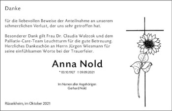 Traueranzeige von Anna Nold von vrm-trauer