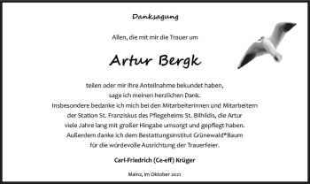 Traueranzeige von Artur Bergk von vrm-trauer