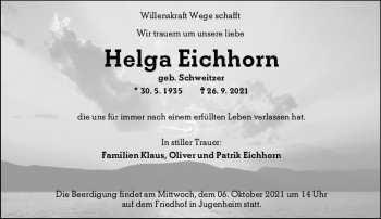 Traueranzeige von Helga Eichhorn von vrm-trauer