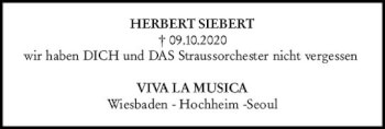 Traueranzeige von Herbert Siebert von vrm-trauer