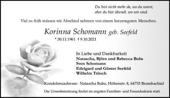 Traueranzeige von Korinna Schomann von vrm-trauer