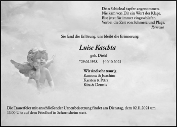 Traueranzeige von Luise Kaschta von vrm-trauer