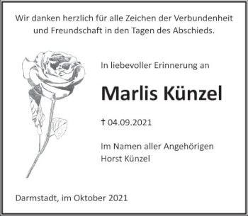 Traueranzeige von Marlis Künzel von vrm-trauer