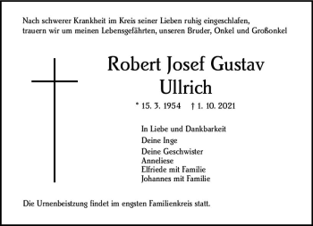 Traueranzeige von Robert Josef Gustav Ullrich von vrm-trauer