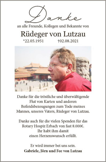 Traueranzeige von Rüdeger von Lutzau von vrm-trauer