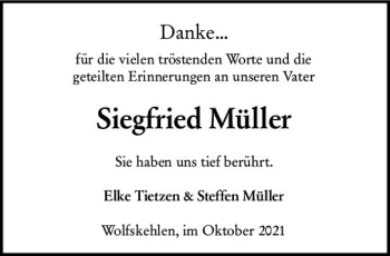 Traueranzeige von Siegfried Müller von vrm-trauer