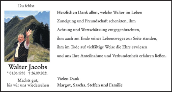 Traueranzeige von Walter Jacobs von vrm-trauer