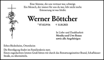 Traueranzeige von Werner Böttcher von vrm-trauer