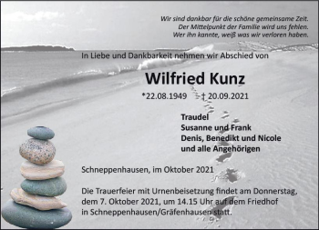 Traueranzeige von Wilfried Kunz von vrm-trauer