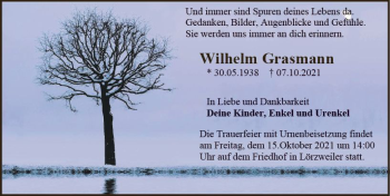 Traueranzeige von Wilhelm Grasmann von vrm-trauer