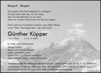 Traueranzeige von Günther Küpper von vrm-trauer Traueranzeige von Günther Küpper von vrm-trauer