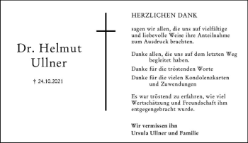 Traueranzeige von Helmut Ullner von vrm-trauer
