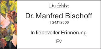 Traueranzeige von Manfred Bischoff von vrm-trauer