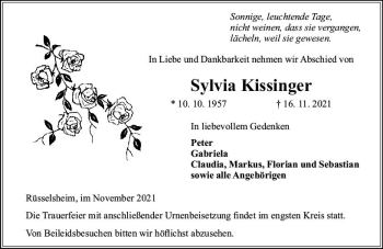 Traueranzeige von Sylvia Kissinger von vrm-trauer