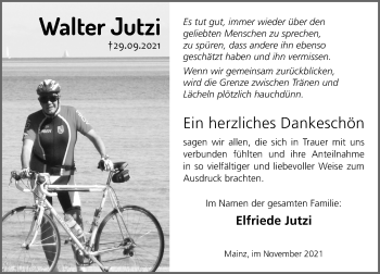 Traueranzeige von Walter Jutzi von vrm-trauer