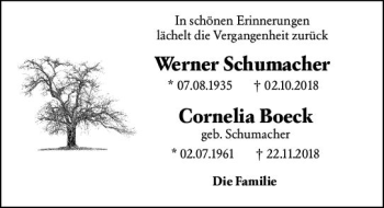 Traueranzeige von Werner Schumacher von vrm-trauer