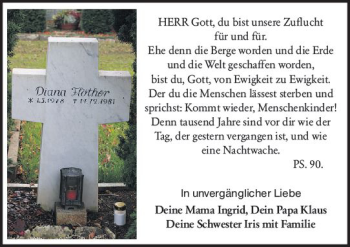 Traueranzeige von Diana Flöther von vrm-trauer