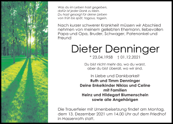 Traueranzeige von Dieter Denninger von vrm-trauer
