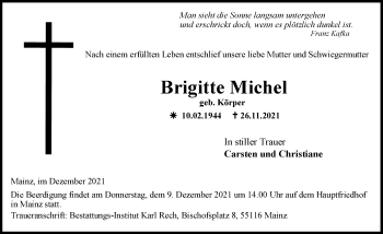 Traueranzeige von Brigitte Michel 