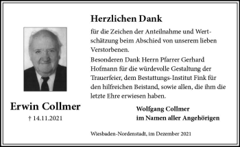 Traueranzeige von Erwin Collmer von vrm-trauer