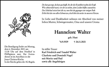 Traueranzeige von Hannelore Walter von vrm-trauer Traueranzeige von Hannelore Walter von vrm-trauer