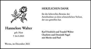 Traueranzeige von Hannelore Walter von vrm-trauer Traueranzeige von Hannelore Walter von vrm-trauer