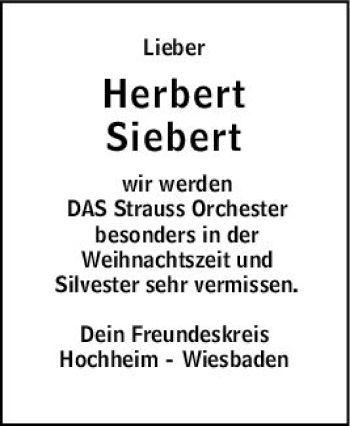 Traueranzeige von Herbert Siebert von vrm-trauer