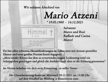 Traueranzeige von Mario Atzeni von vrm-trauer