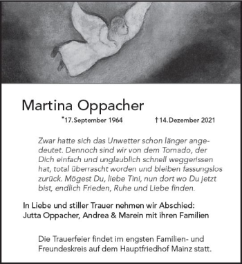 Traueranzeige von Martina Oppacher von vrm-trauer