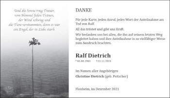 Traueranzeige von Ralf Dietrich von vrm-trauer