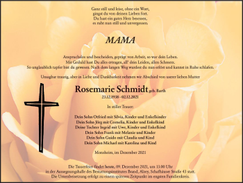 Traueranzeige von Rosemarie Schmidt von vrm-trauer