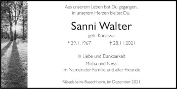 Traueranzeige von Susanne Walter von vrm-trauer