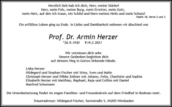 Traueranzeige von Armin Herzer von vrm-trauer