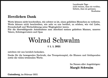Traueranzeige von Wolrad Schwalm von vrm-trauer