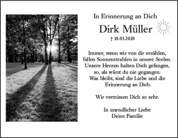 Traueranzeige von Dirk Müller von vrm-trauer