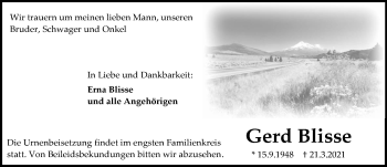 Traueranzeige von Gerd Misse von vrm-trauer