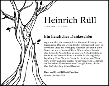 Traueranzeige von Heinrich Rüll von vrm-trauer