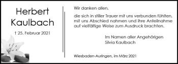 Traueranzeige von Herbert Kaulbach von vrm-trauer