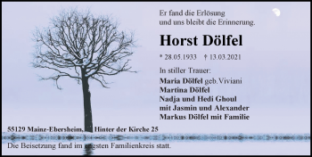 Traueranzeige von Horst Dölfel von vrm-trauer