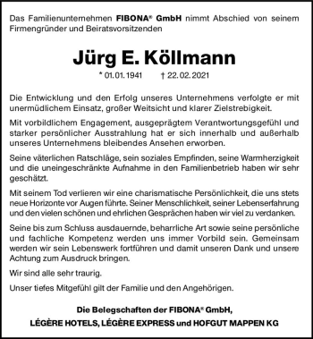 Traueranzeige von Jürg Köllmann von vrm-trauer