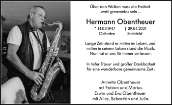 Traueranzeige von Hermann Obentheuer von vrm-trauer