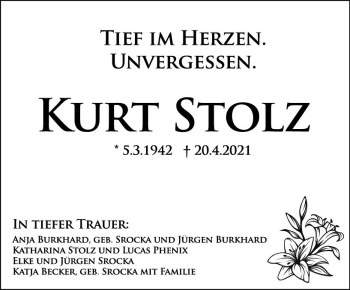 Traueranzeige von Kurt Stolz von vrm-trauer