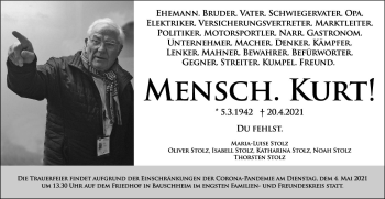 Traueranzeige von Kurt Stolz von vrm-trauer