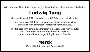 Traueranzeige von Ludwig Jung von vrm-trauer