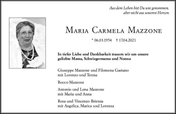 Traueranzeige von Maria Carmela Mazzone von vrm-trauer
