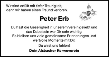 Traueranzeige von Peter Erb von vrm-trauer
