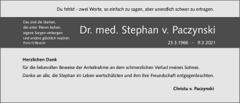 Traueranzeige von Stephan v. Paczynski von vrm-trauer