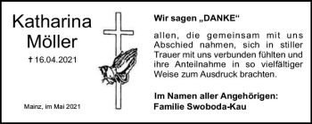 Traueranzeige von Katharina Möller von vrm-trauer